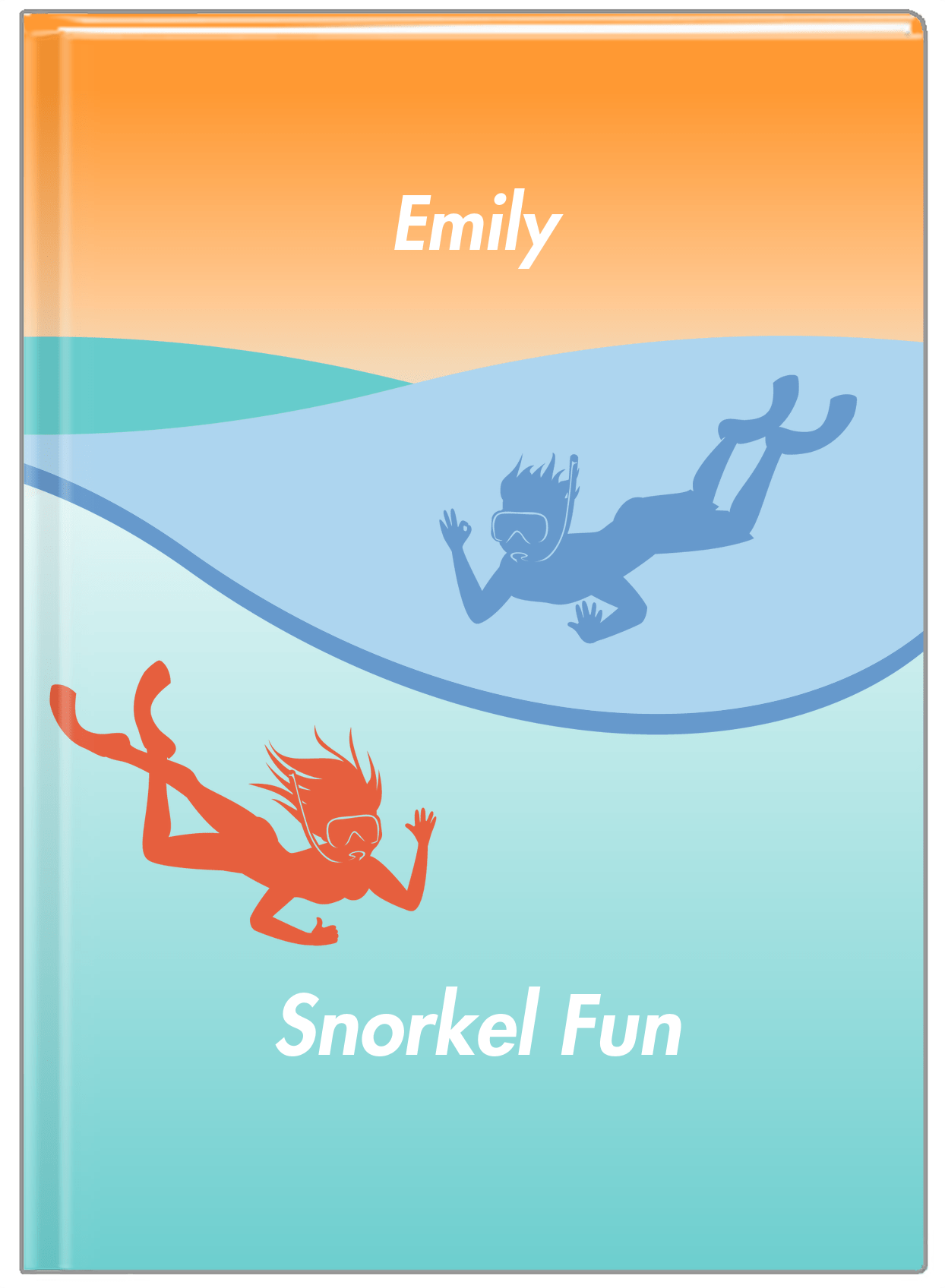 Personalized Beach Journal XVIII - Snorkel Fun - Orange Background - Front View