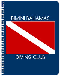 Thumbnail for Personalized Beach Notebook I - Dive Flag - Blue Background - Front View