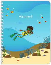 Thumbnail for Personalized Beach Notebook IV - Scuba Diving - Black Boy II - Front View