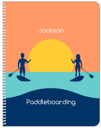 Thumbnail for Personalized Beach Notebook XI - Paddleboarding - Orange Background - Front View
