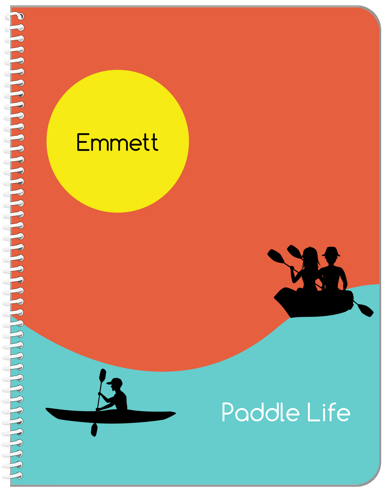 Personalized Beach Notebook XII - Paddle Life - Red Background - Front View