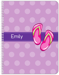 Thumbnail for Personalized Beach Notebook XIV - Flip Flops with Polka Dots - Front View