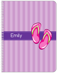Thumbnail for Personalized Beach Notebook XIV - Flip Flops with Vertical Stripes - Front View