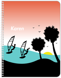 Thumbnail for Personalized Beach Notebook XVI - Windsurfing - Orange Background - Front View