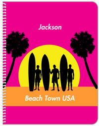 Thumbnail for Personalized Beach Notebook XVII - Beach Town - Pink Background - Front View