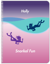 Thumbnail for Personalized Beach Notebook XVIII - Snorkel Fun - Purple Background - Front View