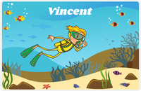 Thumbnail for Personalized Beach Placemat IV - Scuba Diving - Blond Boy -  View