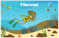 Thumbnail for Personalized Beach Placemat IV - Scuba Diving - Brown Hair Boy -  View