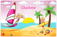Thumbnail for Personalized Beach Placemat VI - Coastal Windsurfing - Blonde Girl -  View