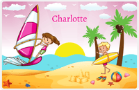 Thumbnail for Personalized Beach Placemat VI - Coastal Windsurfing - Brunette Girl -  View