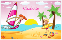 Thumbnail for Personalized Beach Placemat VI - Coastal Windsurfing - Redhead Girl -  View