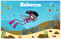 Thumbnail for Personalized Beach Placemat VII - Scuba Diving - Black Hair Girl -  View
