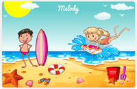 Thumbnail for Personalized Beach Placemat X - Body Boarding - Blonde Girl -  View