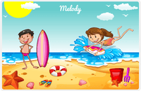 Thumbnail for Personalized Beach Placemat X - Body Boarding - Brunette Girl -  View