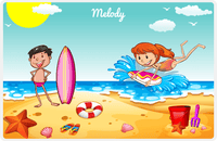 Thumbnail for Personalized Beach Placemat X - Body Boarding - Redhead Girl -  View