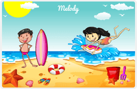 Thumbnail for Personalized Beach Placemat X - Body Boarding - Asian Girl -  View