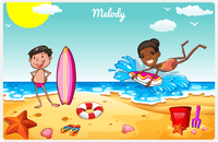 Thumbnail for Personalized Beach Placemat X - Body Boarding - Black Girl II -  View