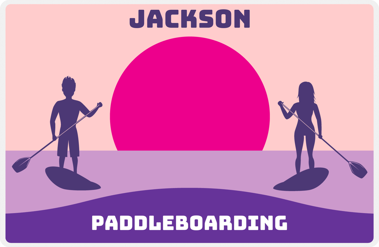 Personalized Beach Placemat XI - Paddleboarding - Pink Background -  View