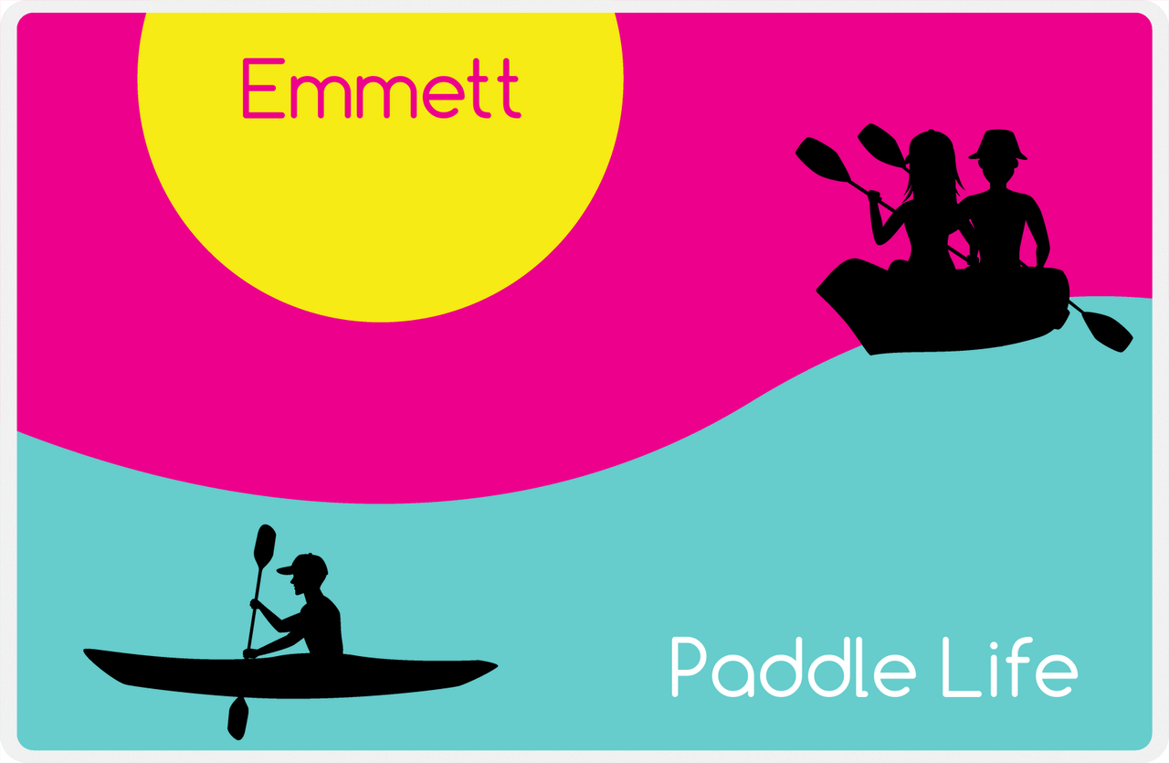 Personalized Beach Placemat XII - Paddle Life - Pink Background -  View