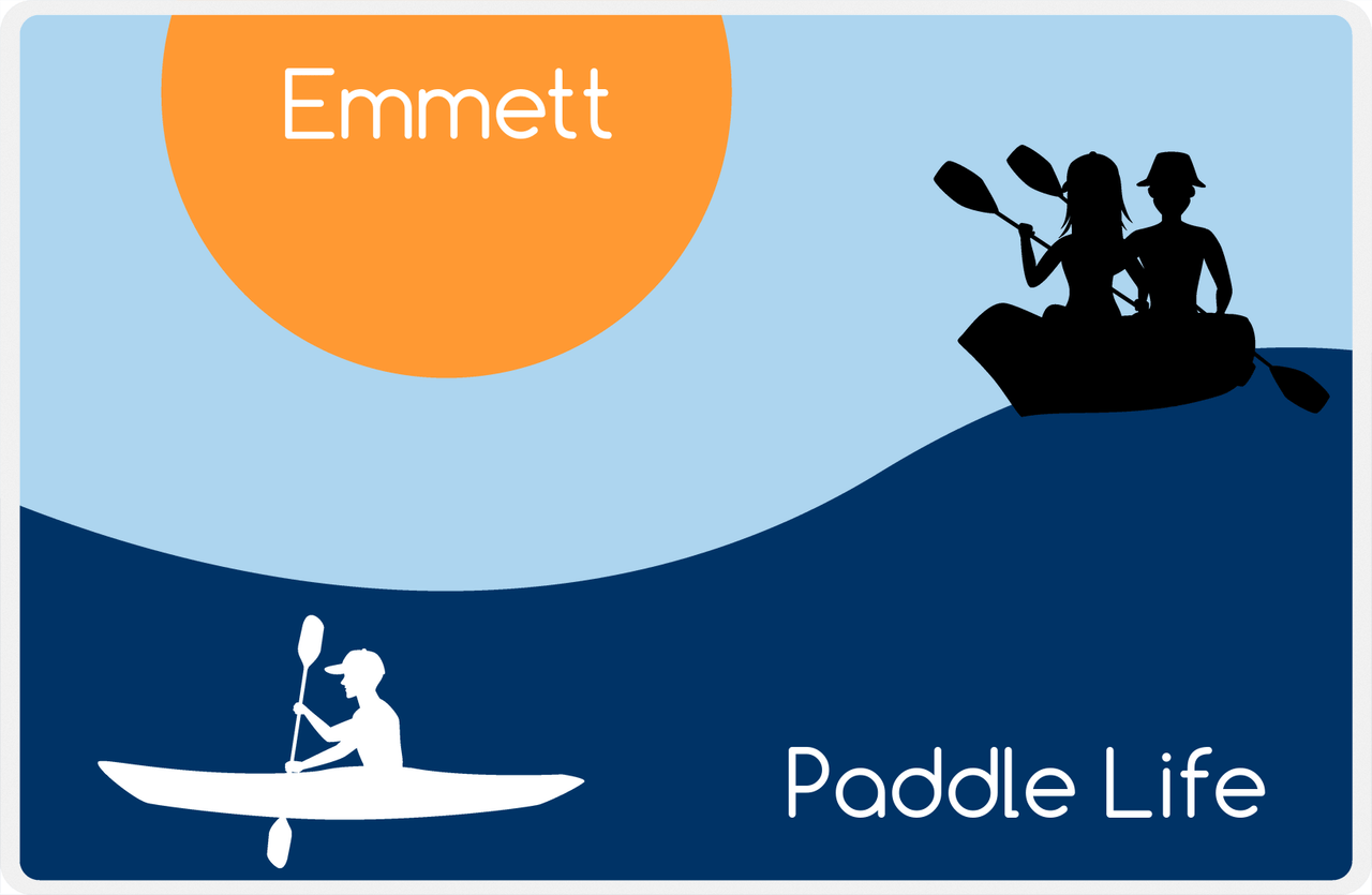 Personalized Beach Placemat XII - Paddle Life - Blue Background -  View