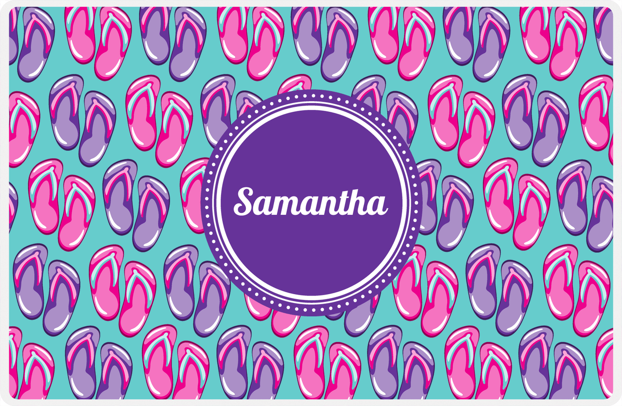 Personalized Beach Placemat XIII - Flip Flops - Circle Nameplate -  View
