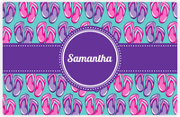 Thumbnail for Personalized Beach Placemat XIII - Flip Flops - Circle Ribbon Nameplate -  View