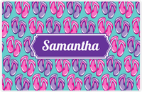 Thumbnail for Personalized Beach Placemat XIII - Flip Flops - Decorative Rectangle Nameplate -  View