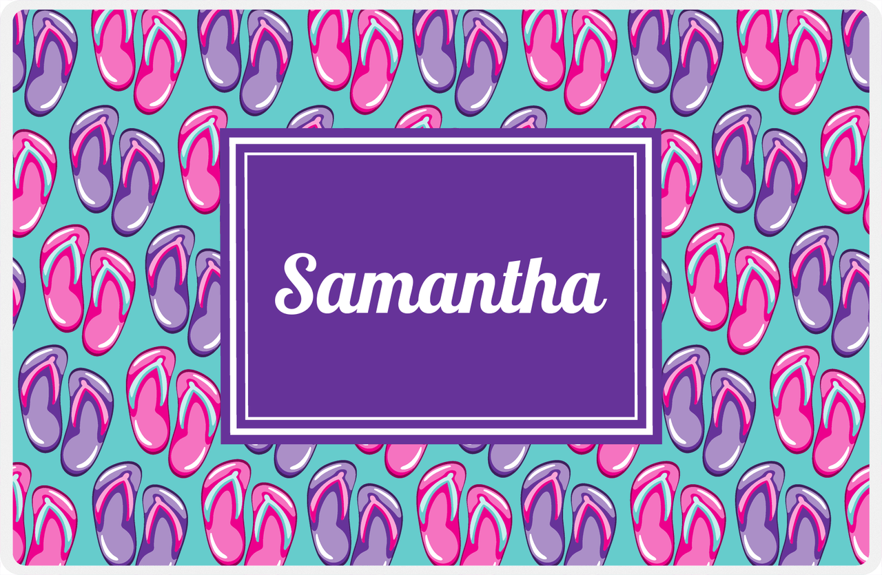 Personalized Beach Placemat XIII - Flip Flops - Rectangle Nameplate -  View