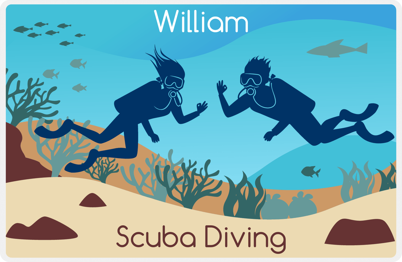 Personalized Beach Placemat XV - Scuba Diving -  View