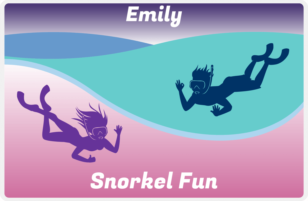 Personalized Beach Placemat XVIII - Snorkel Fun - Purple Background -  View