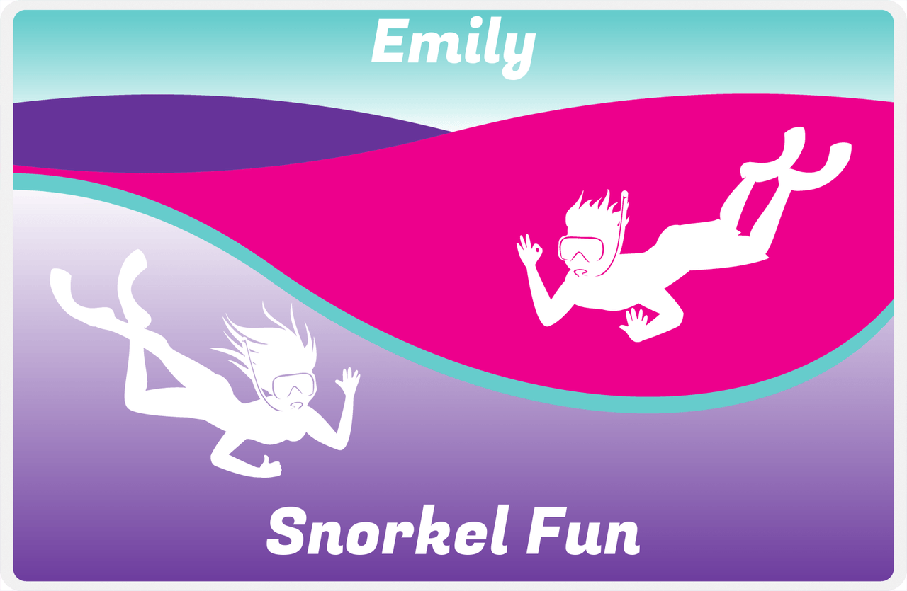 Personalized Beach Placemat XVIII - Snorkel Fun - Teal Background -  View