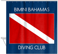Thumbnail for Personalized Beach Shower Curtain I - Dive Flag - Blue Background - Hanging View