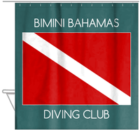 Thumbnail for Personalized Beach Shower Curtain I - Dive Flag - Teal Background - Hanging View