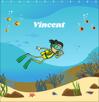 Thumbnail for Personalized Beach Shower Curtain IV - Scuba Diving - Black Hair Boy - Decorate View