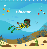 Thumbnail for Personalized Beach Shower Curtain IV - Scuba Diving - Black Boy II - Decorate View