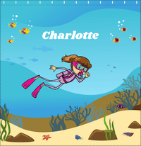 Thumbnail for Personalized Beach Shower Curtain VII - Scuba Diving - Brunette Girl - Decorate View