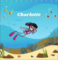 Thumbnail for Personalized Beach Shower Curtain VII - Scuba Diving - Black Hair Girl - Decorate View