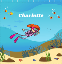 Thumbnail for Personalized Beach Shower Curtain VII - Scuba Diving - Redhead Girl - Decorate View
