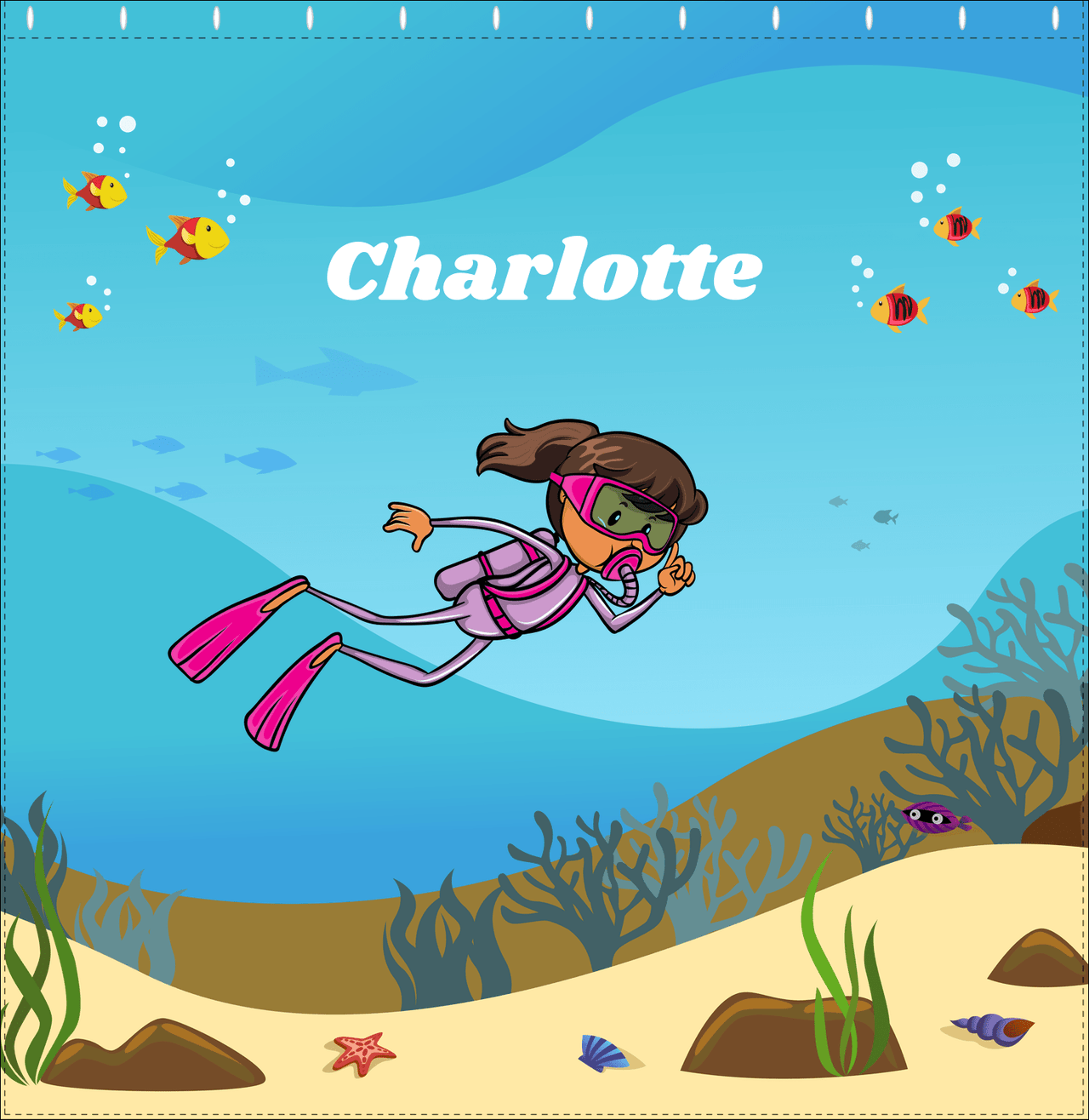 Personalized Beach Shower Curtain VII - Scuba Diving - Black Girl I - Decorate View