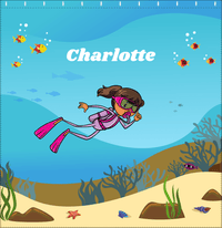 Thumbnail for Personalized Beach Shower Curtain VII - Scuba Diving - Black Girl I - Decorate View