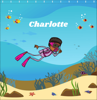 Thumbnail for Personalized Beach Shower Curtain VII - Scuba Diving - Black Girl II - Decorate View