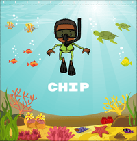 Thumbnail for Personalized Beach Shower Curtain VIII - Snorkeling Fun - Black Boy II - Decorate View