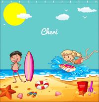 Thumbnail for Personalized Beach Shower Curtain X - Body Boarding - Blonde Girl - Decorate View
