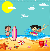 Thumbnail for Personalized Beach Shower Curtain X - Body Boarding - Asian Girl - Decorate View