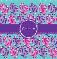 Thumbnail for Personalized Beach Shower Curtain XIII - Flip Flops - Circle Ribbon Nameplate - Decorate View
