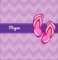 Thumbnail for Personalized Beach Shower Curtain XIV - Flip Flops - Chevron Background - Decorate View