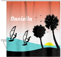 Thumbnail for Personalized Beach Shower Curtain XVI - Windsurfing - Hanging View