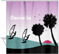 Thumbnail for Personalized Beach Shower Curtain XVI - Windsurfing - Hanging View