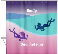 Thumbnail for Personalized Beach Shower Curtain XVIII - Snorkel Fun - Hanging View