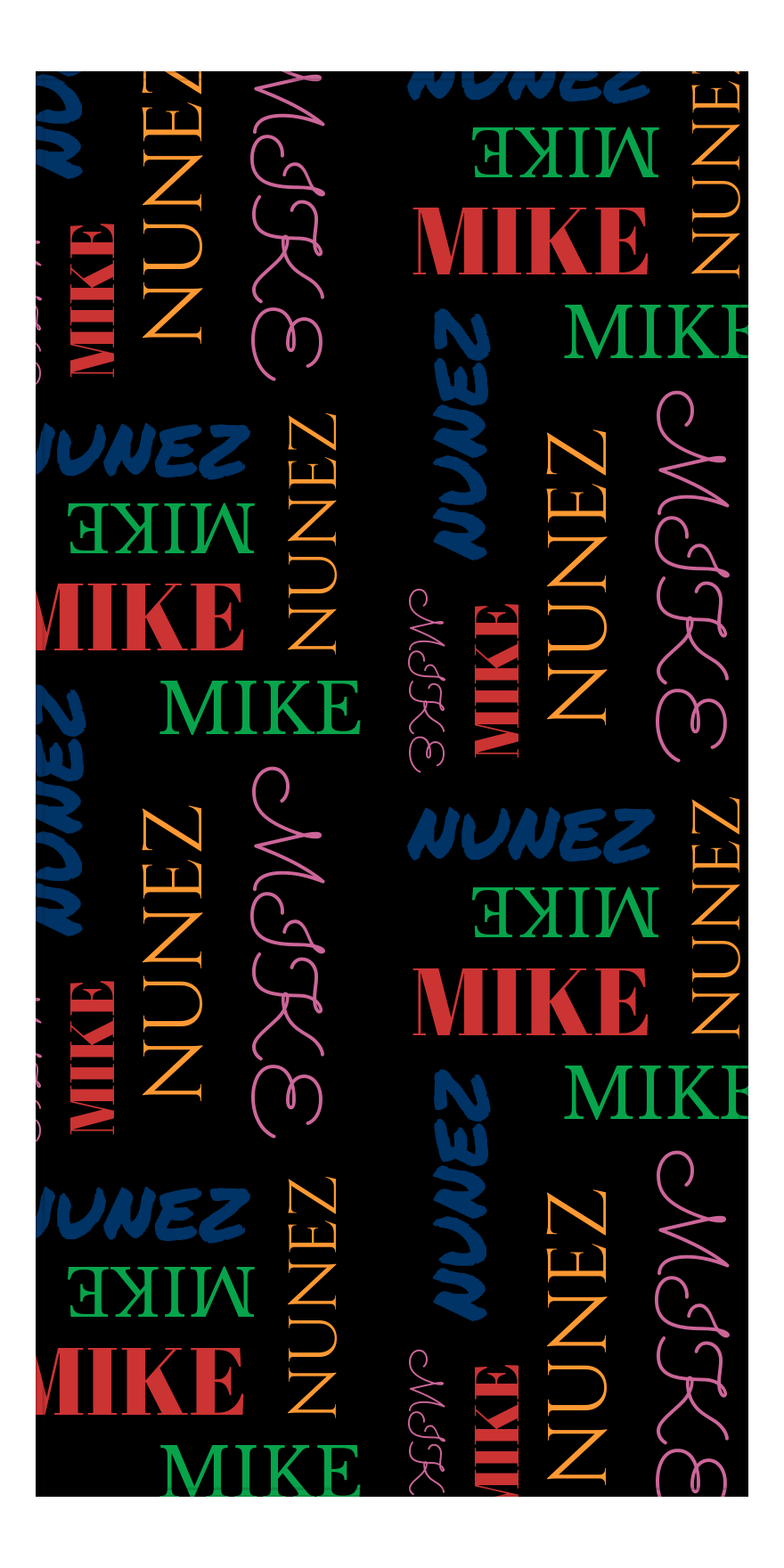 Personalized Beach Towel - Repeating Names II - Black Background - Front View